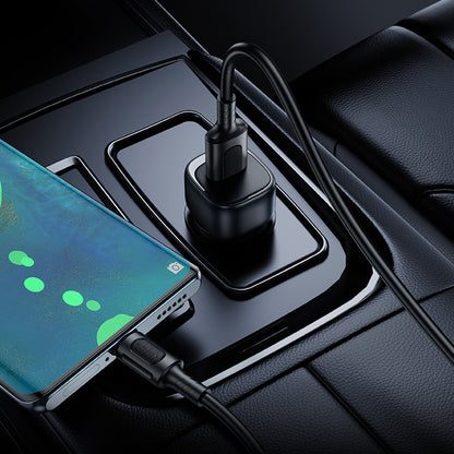 Car Charger with USB-C Cable Borofone BZ34 Cloud, 18W, 3A, 1 x USB-A, White