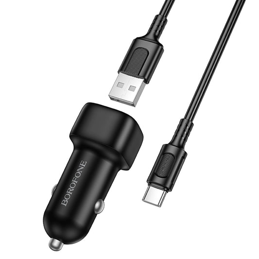 Auto-Ladegerät mit USB-C Kabel Borofone BZ34 Cloud, 18W, 3A, 1 x USB-A, Schwarz