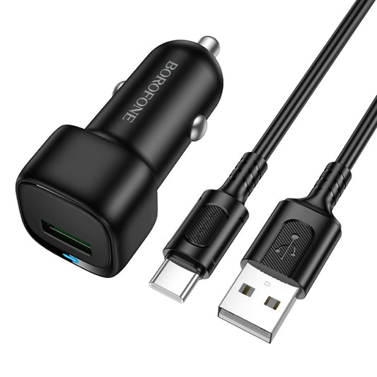 Auto-Ladegerät mit USB-C Kabel Borofone BZ34 Cloud, 18W, 3A, 1 x USB-A, Schwarz