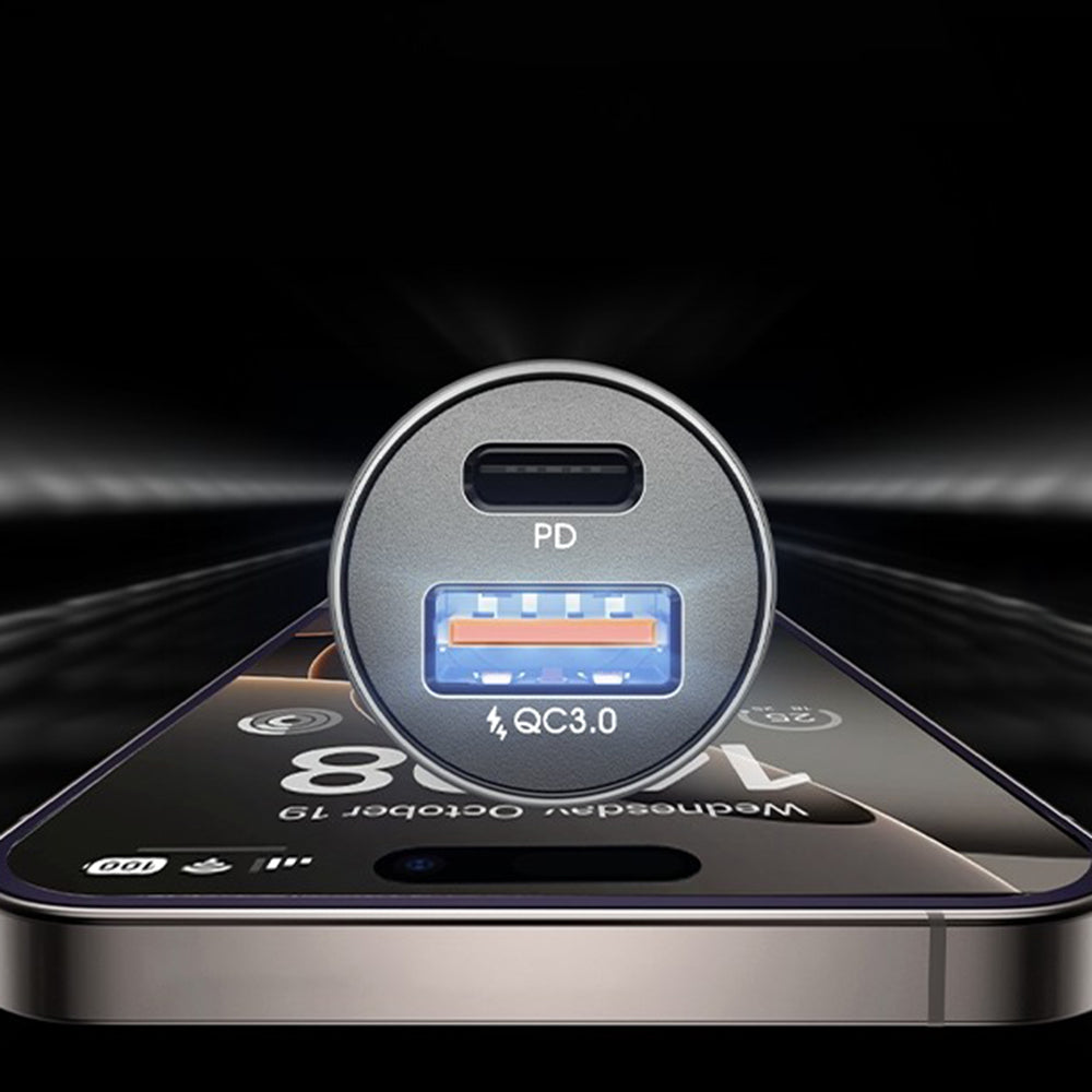 Chargeur de voiture avec câble USB-C / Lightning Lisen, 48W, 3A, 1 x USB-A - 1 x USB-C, Noir YL0223080035