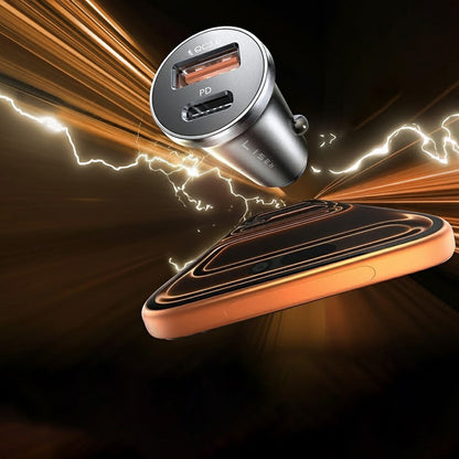 Lisen USB-C Car Charger with Cable, 51W, 3A, 1 x USB-A - 1 x USB-C, Navy Black YL0223080047