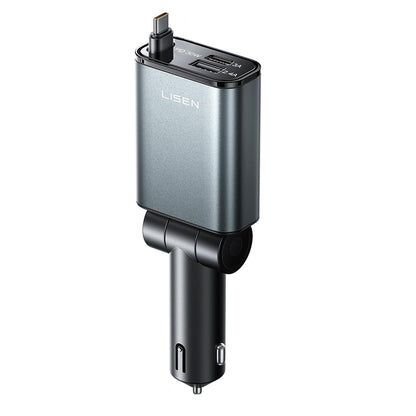 Chargeur de voiture avec câble USB-C Lisen, 57W, 3A, 1 x USB-A - 1 x USB-C, Noir YL0325010016