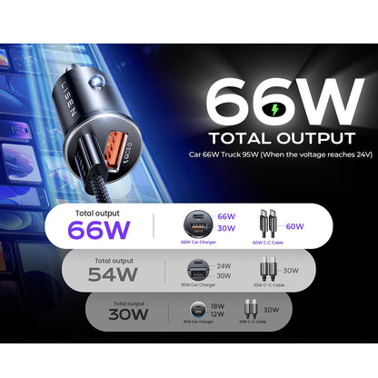 Auto-Ladegerät mit USB-C Kabel Lisen, 83W, 3.25A, 1 x USB-A - 1 x USB-C, Silber YL0223110003