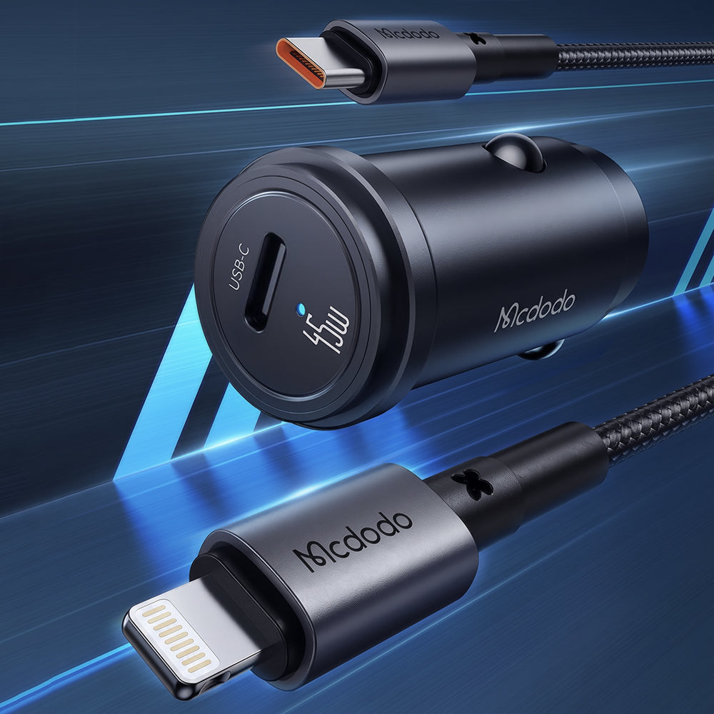 Auto-Ladegerät mit USB-C-Kabel Mcdodo CC-7495, 45W, 3A, 1 x USB-C, Schwarz