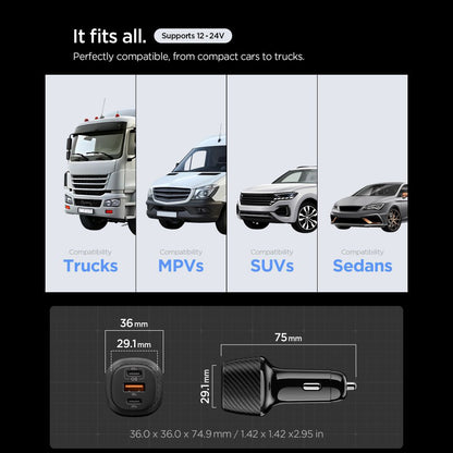 Auto-Ladegerät mit USB-C Kabel Spigen EV1133, 113W, 3.25A, 1 x USB-A - 2 x USB-C, Schwarz