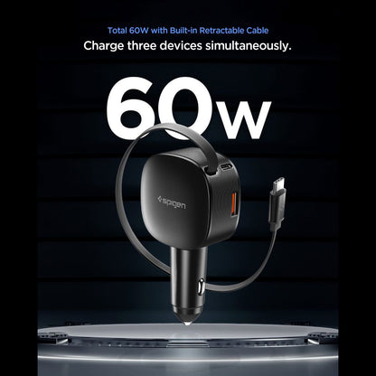 Auto-Ladegerät mit USB-C Kabel Spigen EV603BT Essential, 60W, 3A, 1 x USB-A - 1 x USB-C, Schwarz