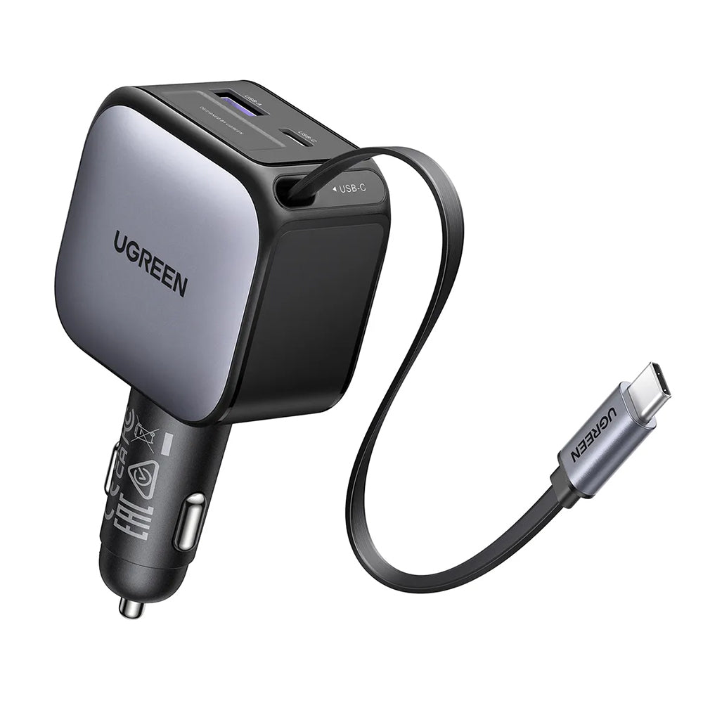 UGREEN EC602 Car Charger with USB-C Cable, 60W, 3A, 1 x USB-A - 1 x USB-C, Grey