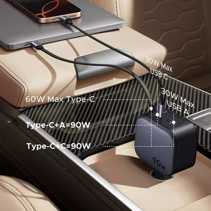 Auto-Ladegerät mit USB-C Kabel UGREEN EC603, 90W, 3A, 1 x USB-A - 1 x USB-C, Grau