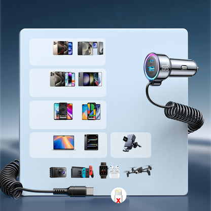 Chargeur de voiture avec câble USB-C Joyroom JR-CL07, 90W, 3A, 1 x USB-A - 1 x USB-C, Noir