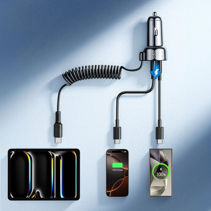 Chargeur de voiture avec câble USB-C Joyroom JR-CL07, 90W, 3A, 1 x USB-A - 1 x USB-C, Noir