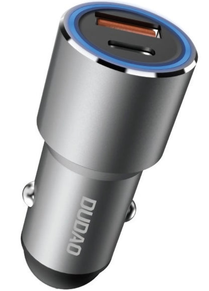 Dudao R4PQ NM Car Charger, 22.5W, 3A, 1 x USB-A - 1 x USB-C, Gray