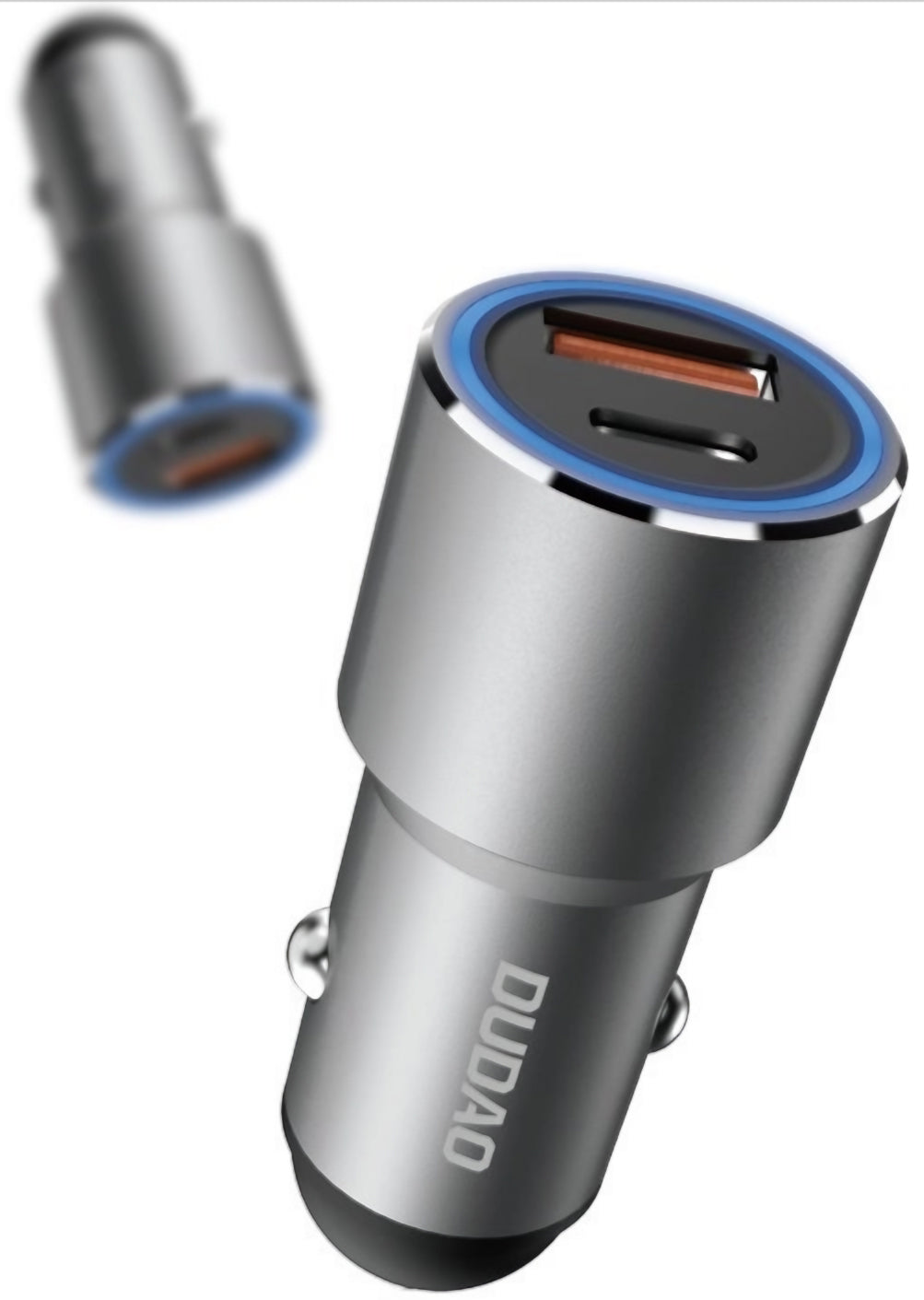 Dudao R4PQ NM Car Charger, 22.5W, 3A, 1 x USB-A - 1 x USB-C, Gray