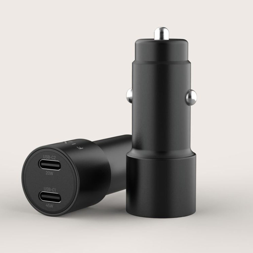 Chargeur Auto Fixed, 65W, 3A, 2 x USB-C, Noir