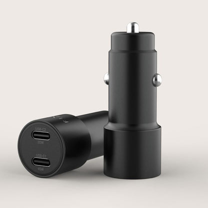 Chargeur Auto Fixed, 65W, 3A, 2 x USB-C, Noir