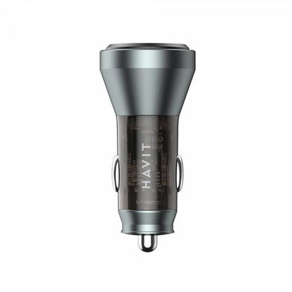 Chargeur Auto HAVIT CC2017, 45W, 3A, 1 x USB-A - 1 x USB-C, Noir Bleu