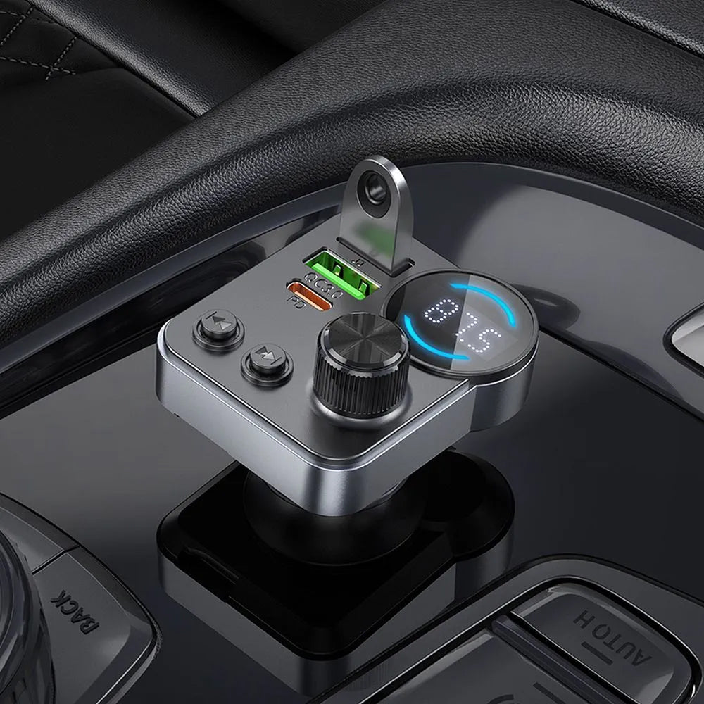 Modulateur FM Bluetooth HOCO E86, 2 x USB-A - 1 x USB-C - 1 x microSD