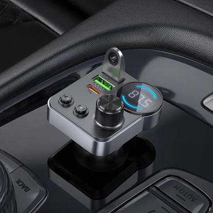 Modulateur FM Bluetooth HOCO E86, 2 x USB-A - 1 x USB-C - 1 x microSD