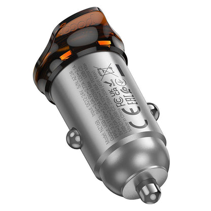 Chargeur de voiture HOCO NZ16B, 45W, 3A, 2 x USB-C, Gris