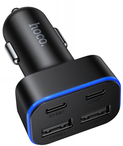 HOCO Z63 Car Charger, 42W, 3A, 2 x USB-A - 2 x USB-C, Black