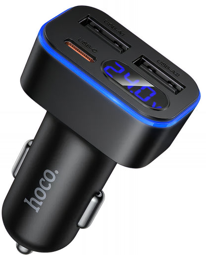 Auto-Ladegerät HOCO Z63A Display, 42W, 3A, 1 x USB-C - 2 x USB-A, Schwarz