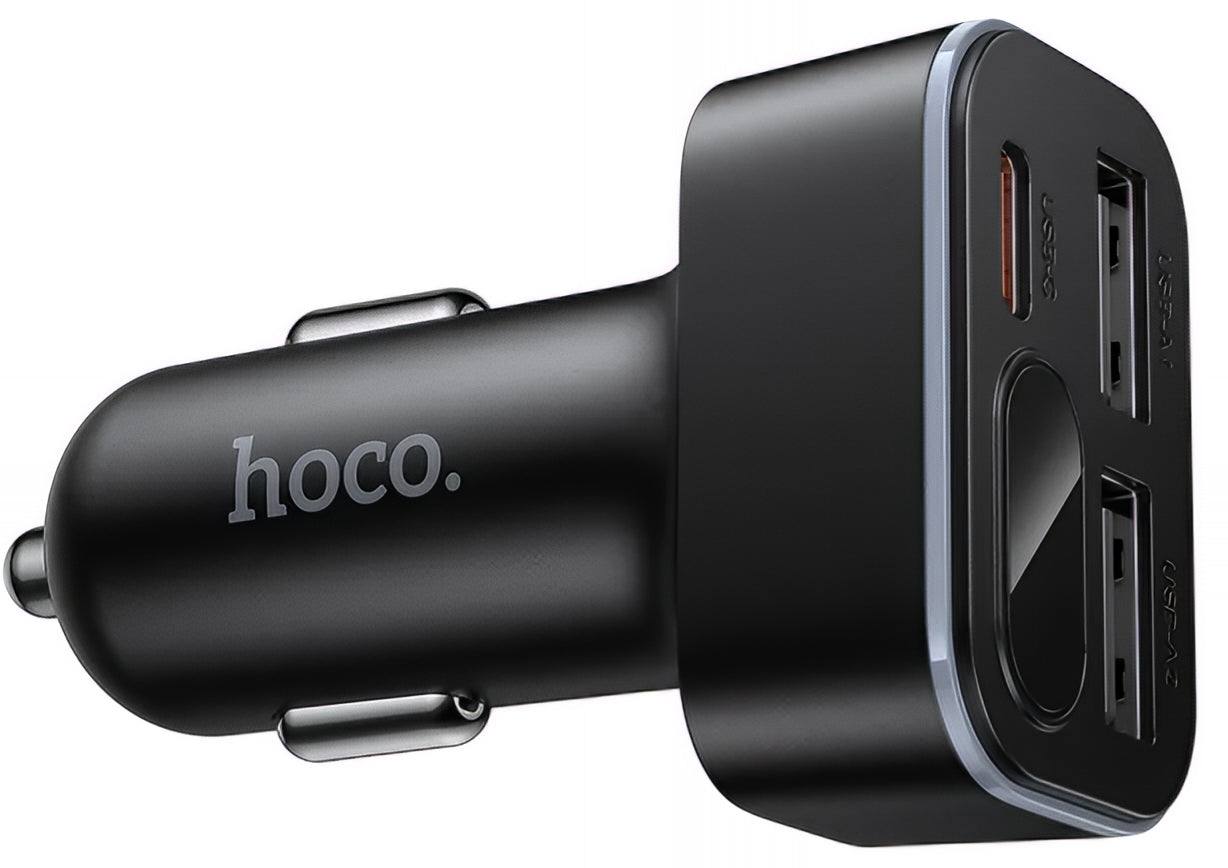 Auto-Ladegerät HOCO Z63A Display, 42W, 3A, 1 x USB-C - 2 x USB-A, Schwarz