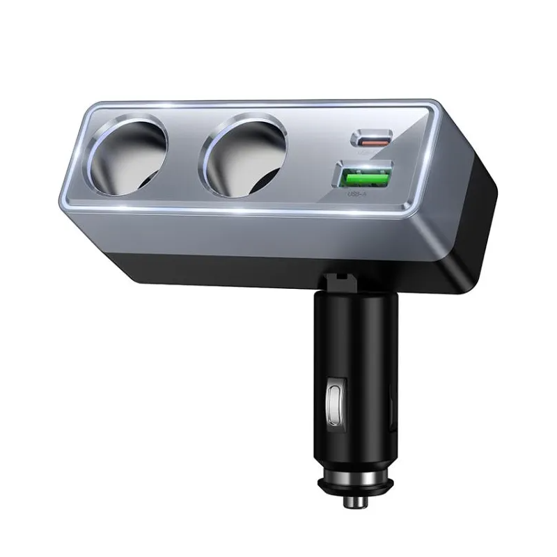 Auto-Ladegerät HOCO Z65B, 240W, 1 x USB-A - 1 x USB-C - 2 x Zigarettenanzünder-Verlängerung, Schwarz