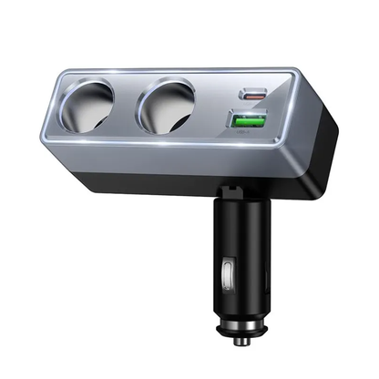 Auto-Ladegerät HOCO Z65B, 240W, 1 x USB-A - 1 x USB-C - 2 x Zigarettenanzünder-Verlängerung, Schwarz