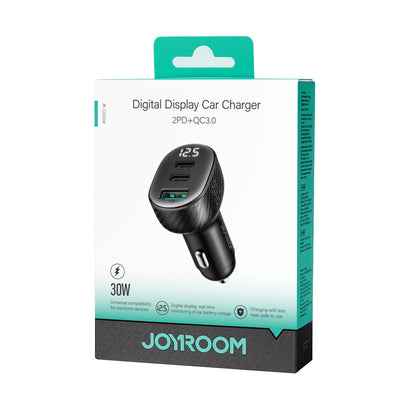 Chargeur de voiture Joyroom JR-CCD04, 30W, 3A, 1 x USB-A - 2 x USB-C, Noir