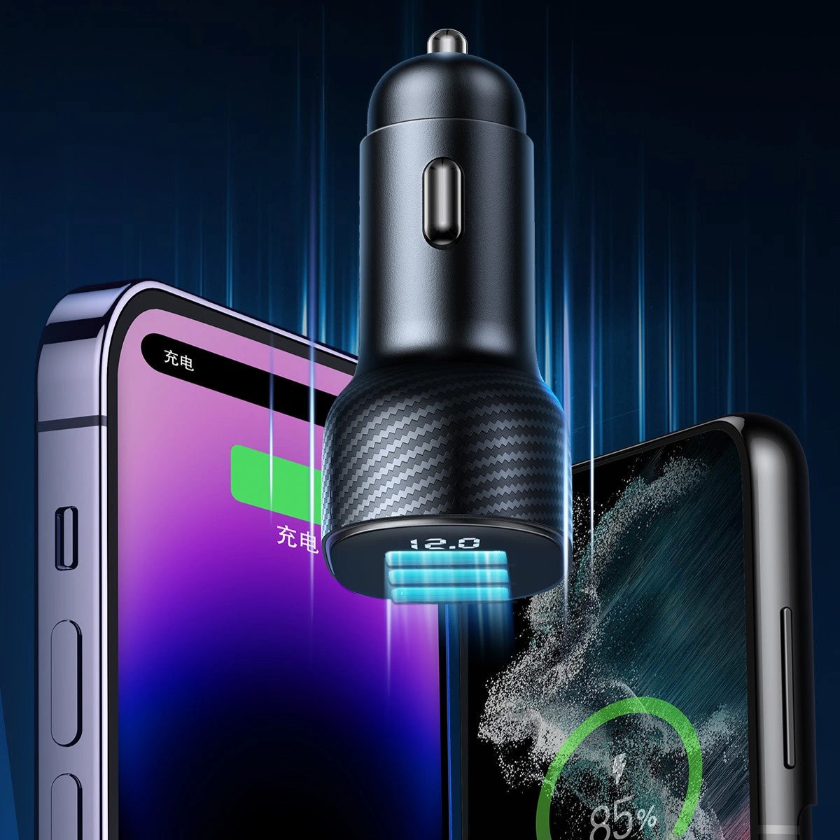 Chargeur de voiture Joyroom JR-CCD04, 30W, 3A, 1 x USB-A - 2 x USB-C, Noir