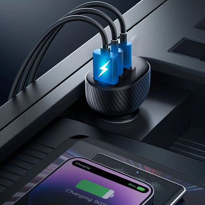 Chargeur de voiture Joyroom JR-CCD04, 30W, 3A, 1 x USB-A - 2 x USB-C, Noir