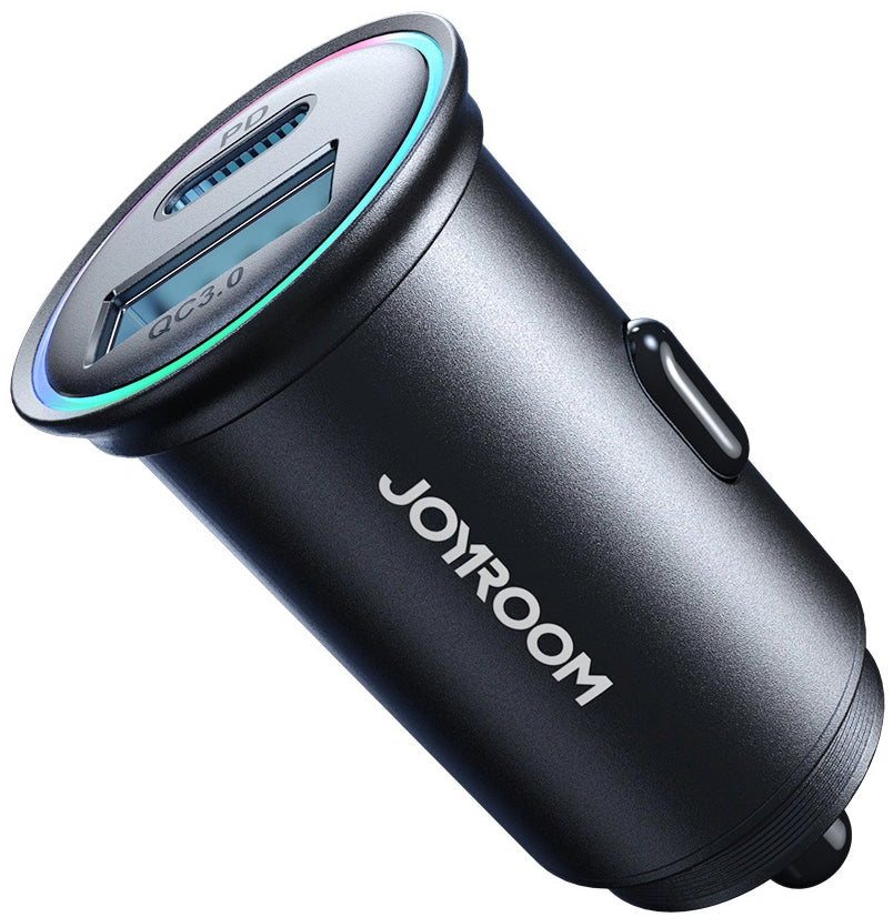Chargeur de voiture Joyroom JR-CCN04, 60W, 3A, 1 x USB-A - 1 x USB-C, Noir