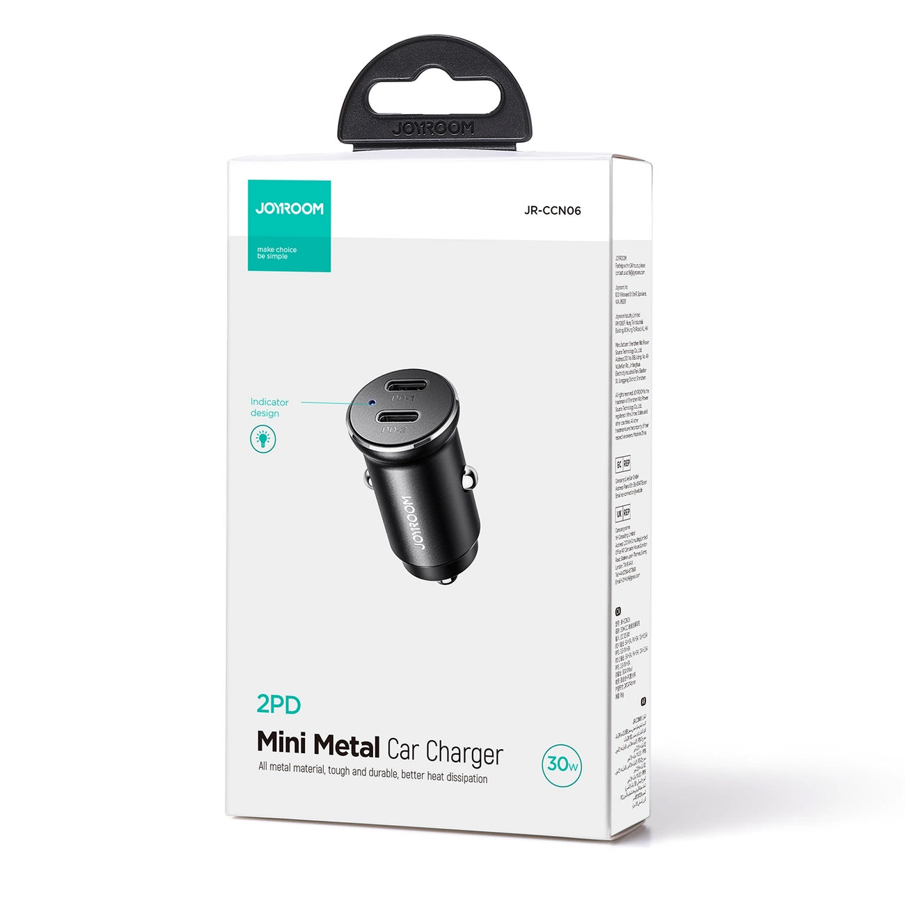 Auto-Ladegerät Joyroom JR-CCN06, 30W, 3A, 2 x USB-C, Schwarz