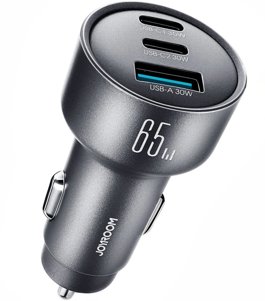Chargeur Auto Joyroom JR-CCN19, 65W, 1 x USB-A - 2 x USB-C, Gris