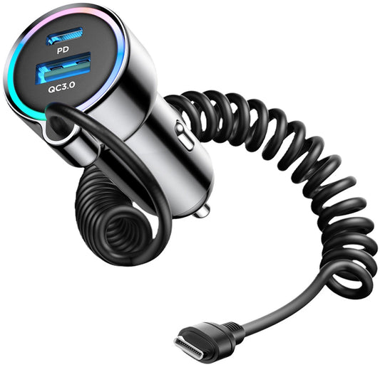 Auto-Ladegerät mit USB-C Kabel Joyroom JR-CL07, 72W, 3A, 1 x USB-A - 1 x USB-C, Schwarz