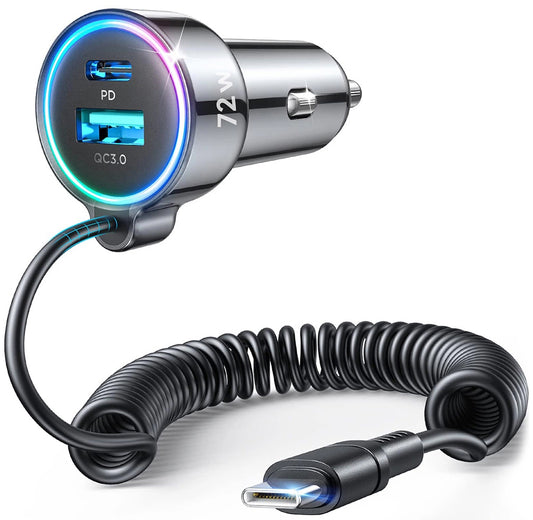 Auto-Ladegerät mit USB-C Kabel Joyroom JR-CL07, 72W, 3A, 1 x USB-A - 1 x USB-C, Schwarz