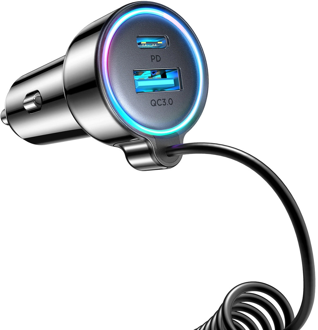Chargeur de voiture avec fil USB-C Joyroom JR-CL07, 72W, 3A, 1 x USB-A - 1 x USB-C, Noir