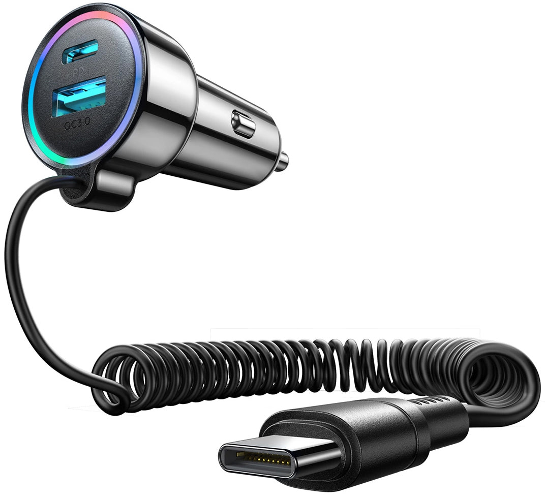 Chargeur de voiture avec fil USB-C Joyroom JR-CL07, 72W, 3A, 1 x USB-A - 1 x USB-C, Noir