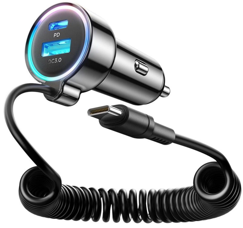 Chargeur de voiture avec fil USB-C Joyroom JR-CL07, 72W, 3A, 1 x USB-A - 1 x USB-C, Noir