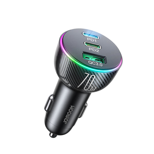Auto-Ladegerät Joyroom JR-CL26, 70W, 4.8A, 1 x USB-A - 2 x USB-C, Schwarz