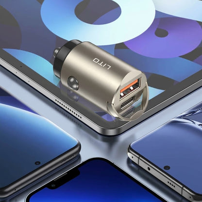 Auto-Ladegerät Lito IN-C03, 30W, 3A, 1 x USB-A - 1 x USB-C, Grau