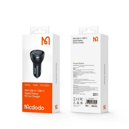 Auto-Ladegerät McDodo CC-5670 Display, 95W, 5A, 1 x USB-A - 1 x USB-C, Schwarz