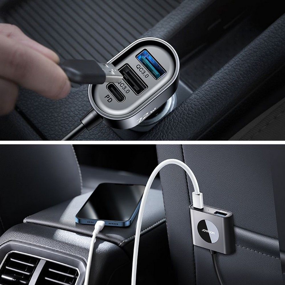 Auto-Ladegerät Joyroom JR-CL05, 72W, 3A, 2 x USB-C - 3 x USB-A, Schwarz