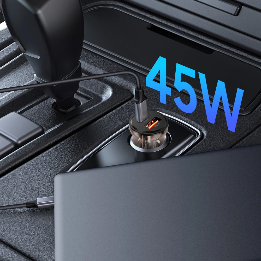 Chargeur Auto Tech-Protect CC01, 45W, 5A, 1 x USB-A - 1 x USB-C, Noir
