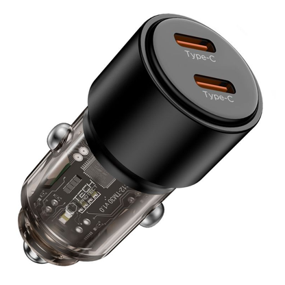 Auto-Ladegerät Tech-Protect CC03, 100W, 3,25A, 2 x USB-C, Schwarz