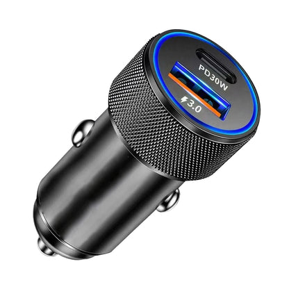 Chargeur Auto Techsuit C2 VoltDuo, 30W, 3A, 1 x USB-A - 1 x USB-C, Noir