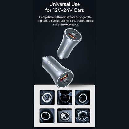 Chargeur Auto Techsuit C3 RescueVolt, 48W, 3A, 1 x USB-A - 1 x USB-C, Gris