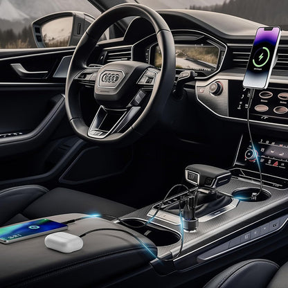 Chargeur Auto Techsuit C6 DriveBoost, 60W, 3A, 1 x USB-A - 2 x USB-C, Argenté