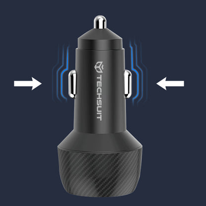 Chargeur Auto Techsuit C7 CarbonVolt, 48W, 3A, 1 x USB-A - 1 x USB-C, Noir