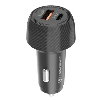 Chargeur Auto Techsuit C7 CarbonVolt, 48W, 3A, 1 x USB-A - 1 x USB-C, Noir