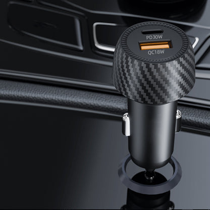 Chargeur Auto Techsuit C7 CarbonVolt, 48W, 3A, 1 x USB-A - 1 x USB-C, Noir